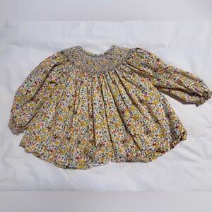 Cecil and Lou Smocked Yellow Floral Top | 3T
